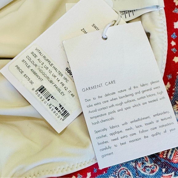 NEW! Zimmermann Indigo & Ruby Vitali Paisley Ruffle One-Piece Swimsuit - Picture 16 of 16